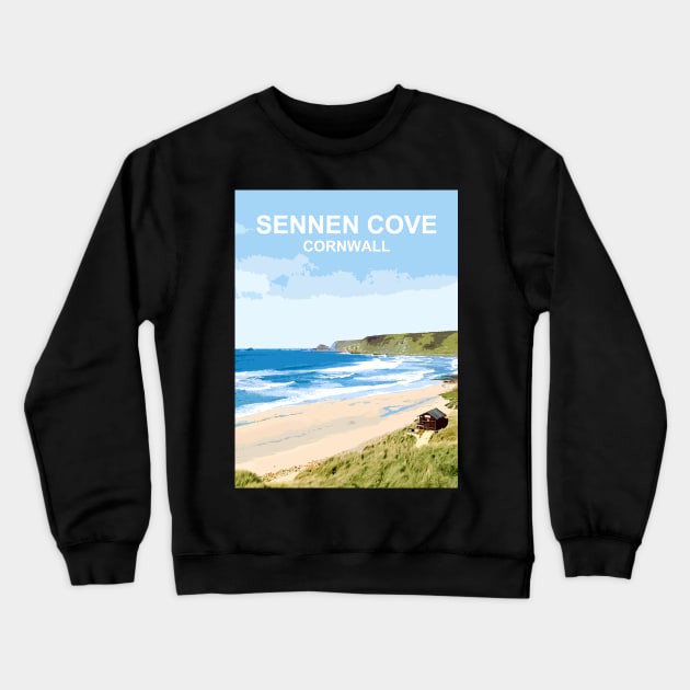 Sennen Cove Summer Cornwall art gift Crewneck Sweatshirt by BarbaraGlebska